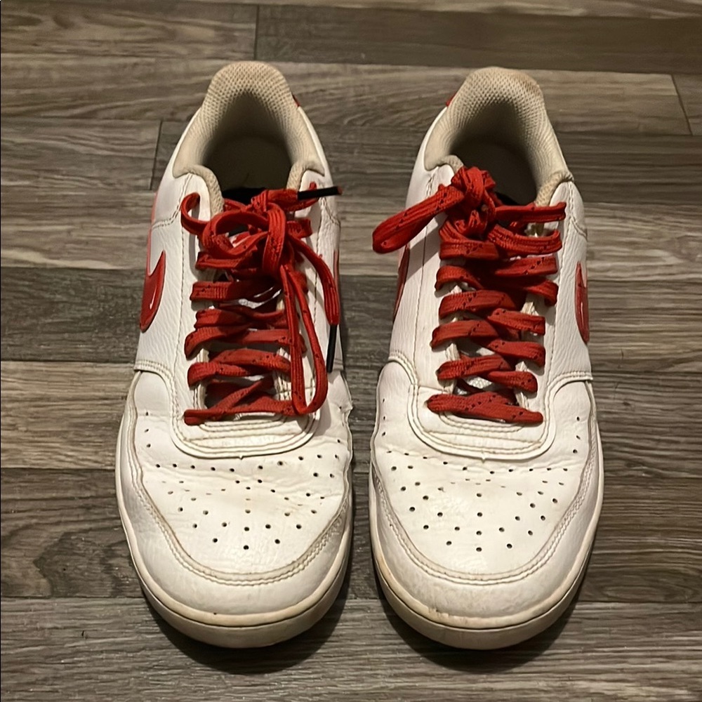 Nike White and Red Athletic Shoes